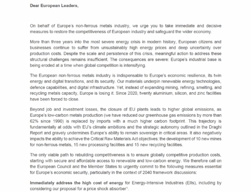 Eurometaux reclama medidas para mejorar la competitividad